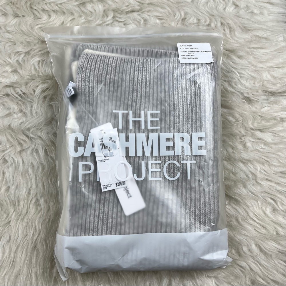 The Cashmere Project colorblock ribbed scarf 100% cashmere - Picture 2 of 5